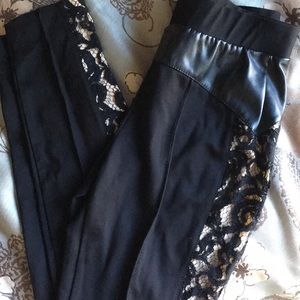 NWT Bebe leather and lace pants